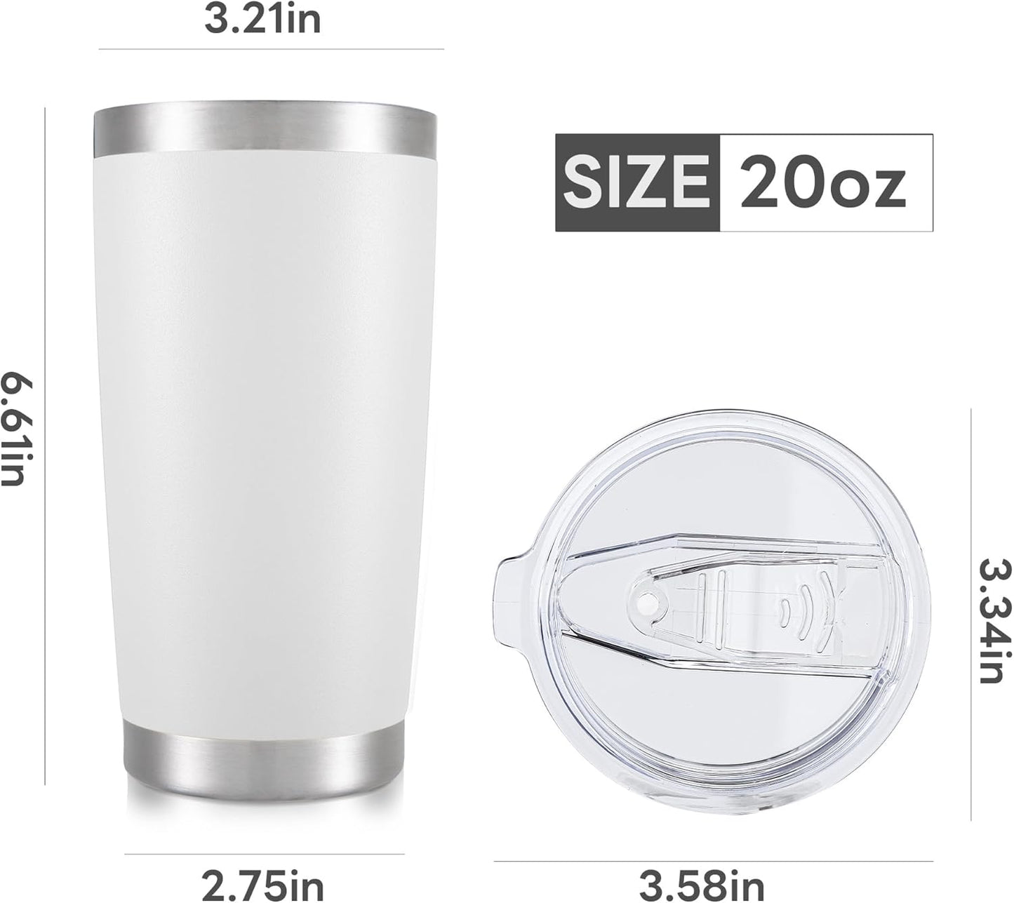 20 oz Tumbler with Lid Stainless Steel Insulated Tumblers Cups Travel Mug | Double Wall Vacuum, Powder Coated, Keep Drinks Cold and Hot, Waterproof Lid, Fit of Car Cup Holders, Grey