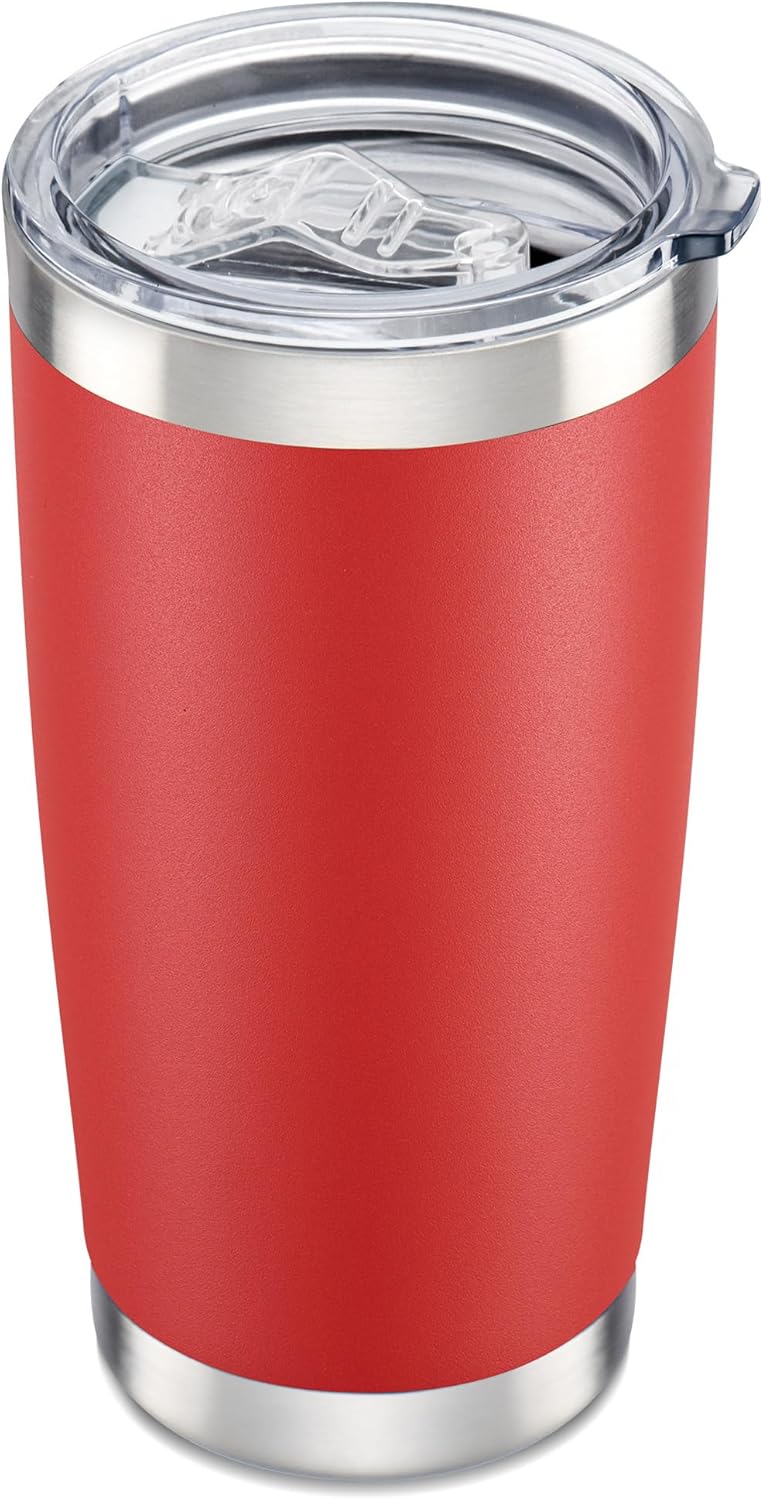 20 oz Tumbler with Lid Stainless Steel Insulated Tumblers Cups Travel Mug | Double Wall Vacuum, Powder Coated, Keep Drinks Cold and Hot, Waterproof Lid, Fit of Car Cup Holders, Grey