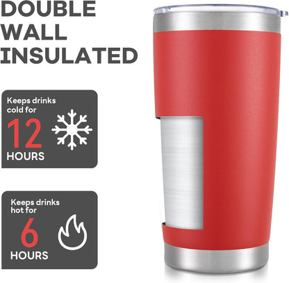 20 oz Tumbler with Lid Stainless Steel Insulated Tumblers Cups Travel Mug | Double Wall Vacuum, Powder Coated, Keep Drinks Cold and Hot, Waterproof Lid, Fit of Car Cup Holders, Grey