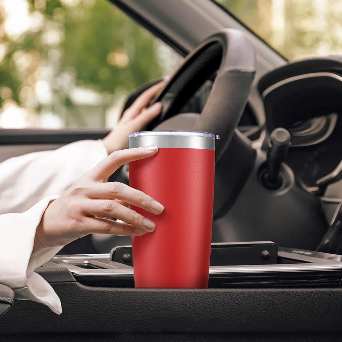 20 oz Tumbler with Lid Stainless Steel Insulated Tumblers Cups Travel Mug | Double Wall Vacuum, Powder Coated, Keep Drinks Cold and Hot, Waterproof Lid, Fit of Car Cup Holders, Grey