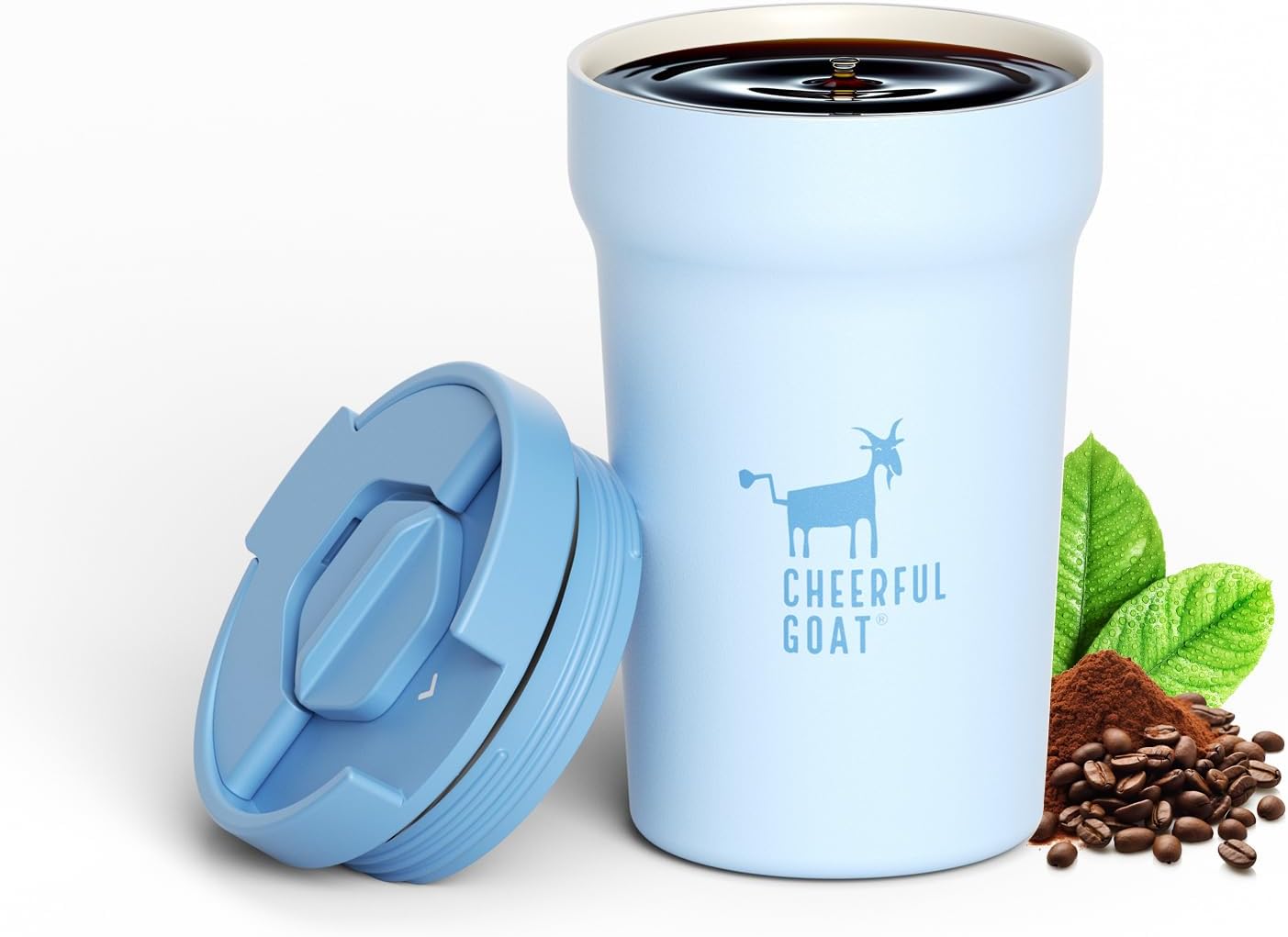Travel Coffee Mug – Stainless Steel Ceramic Lined Mug Insulated Tumbler, with lid, 12oz Leak Proof Cup for Hot and Cold Water Coffee at Home, Office, or On the Go (Grey)