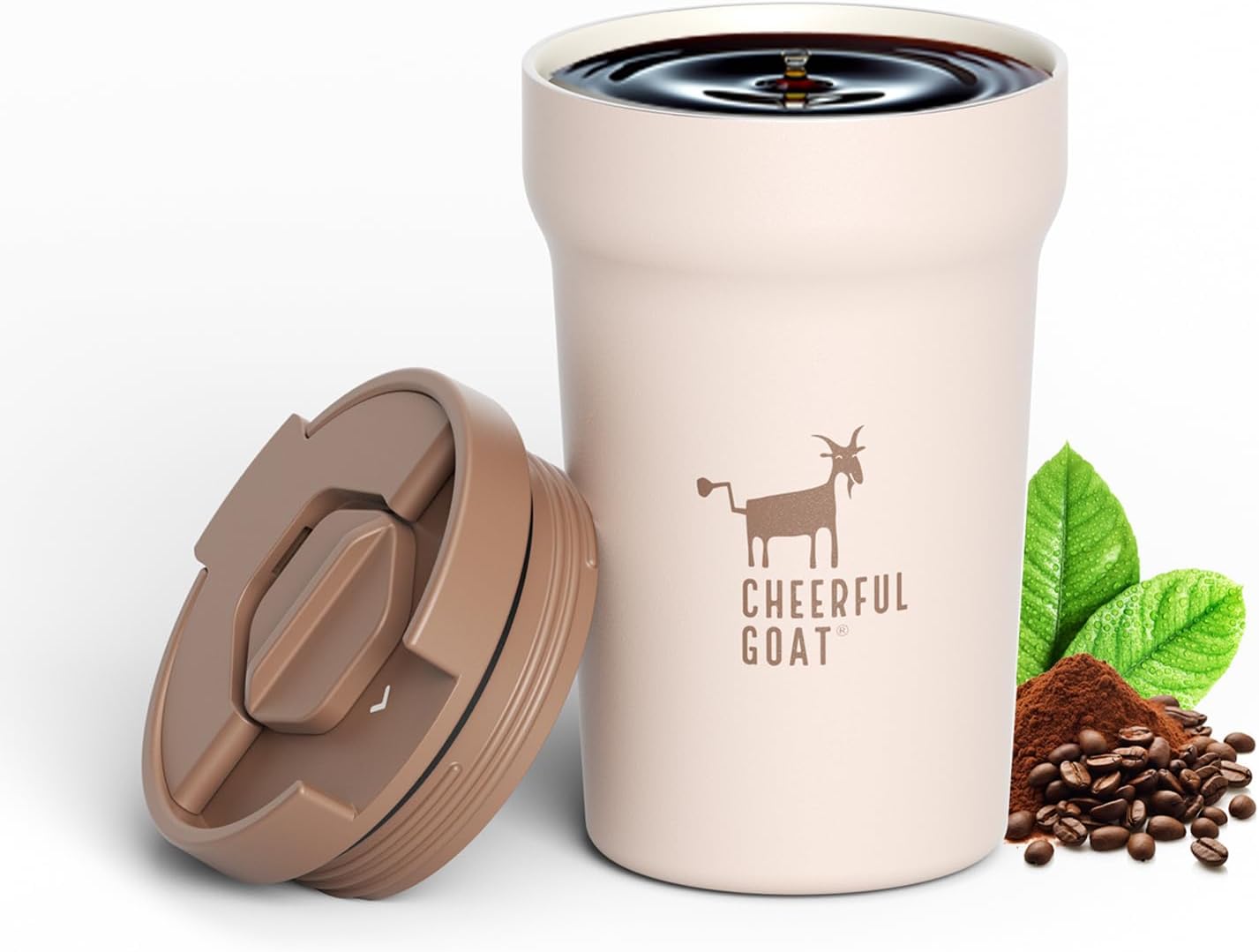 Travel Coffee Mug – Stainless Steel Ceramic Lined Mug Insulated Tumbler, with lid, 12oz Leak Proof Cup for Hot and Cold Water Coffee at Home, Office, or On the Go (Grey)