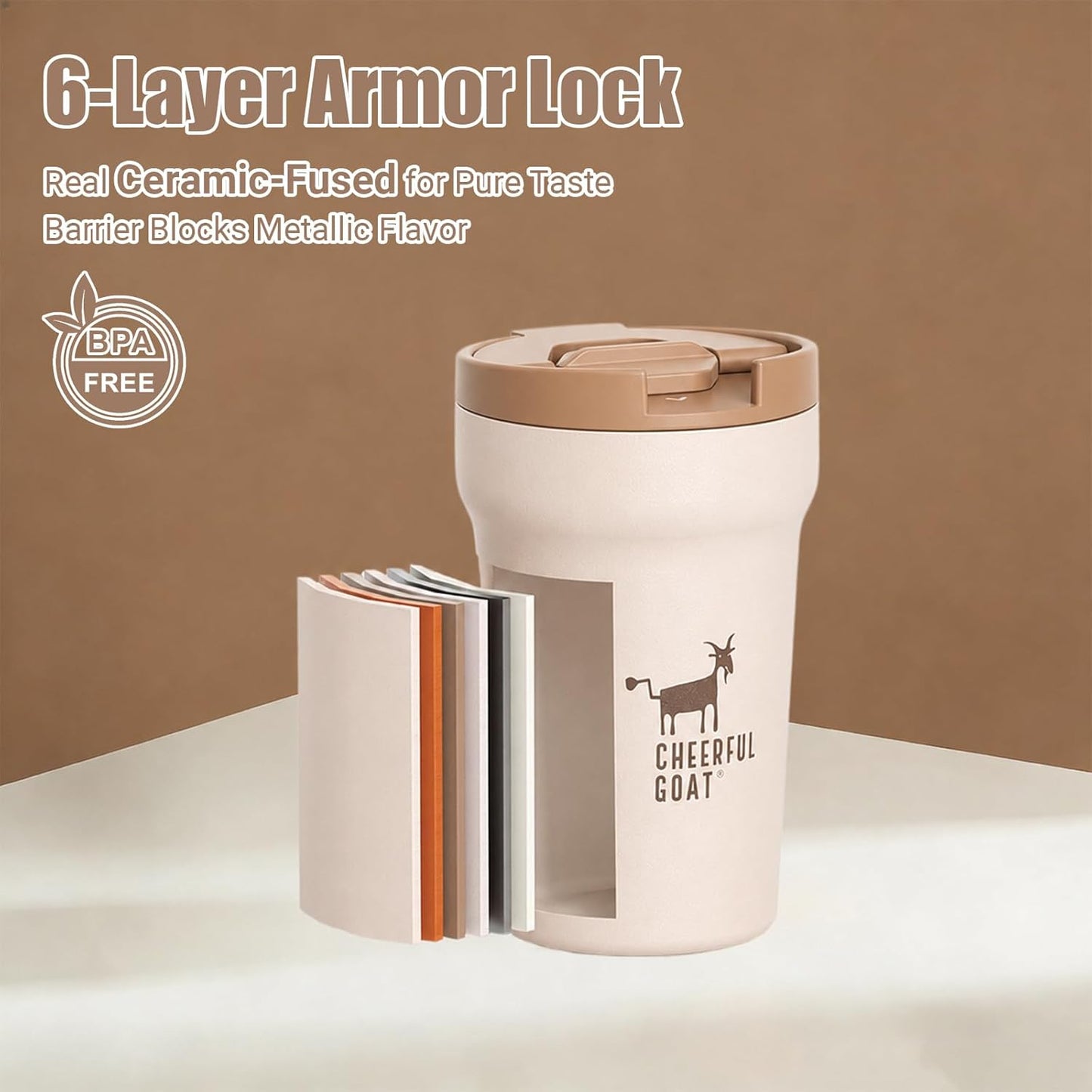 Travel Coffee Mug – Stainless Steel Ceramic Lined Mug Insulated Tumbler, with lid, 12oz Leak Proof Cup for Hot and Cold Water Coffee at Home, Office, or On the Go (Grey)