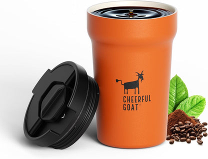 Travel Coffee Mug – Stainless Steel Ceramic Lined Mug Insulated Tumbler, with lid, 12oz Leak Proof Cup for Hot and Cold Water Coffee at Home, Office, or On the Go (Grey)