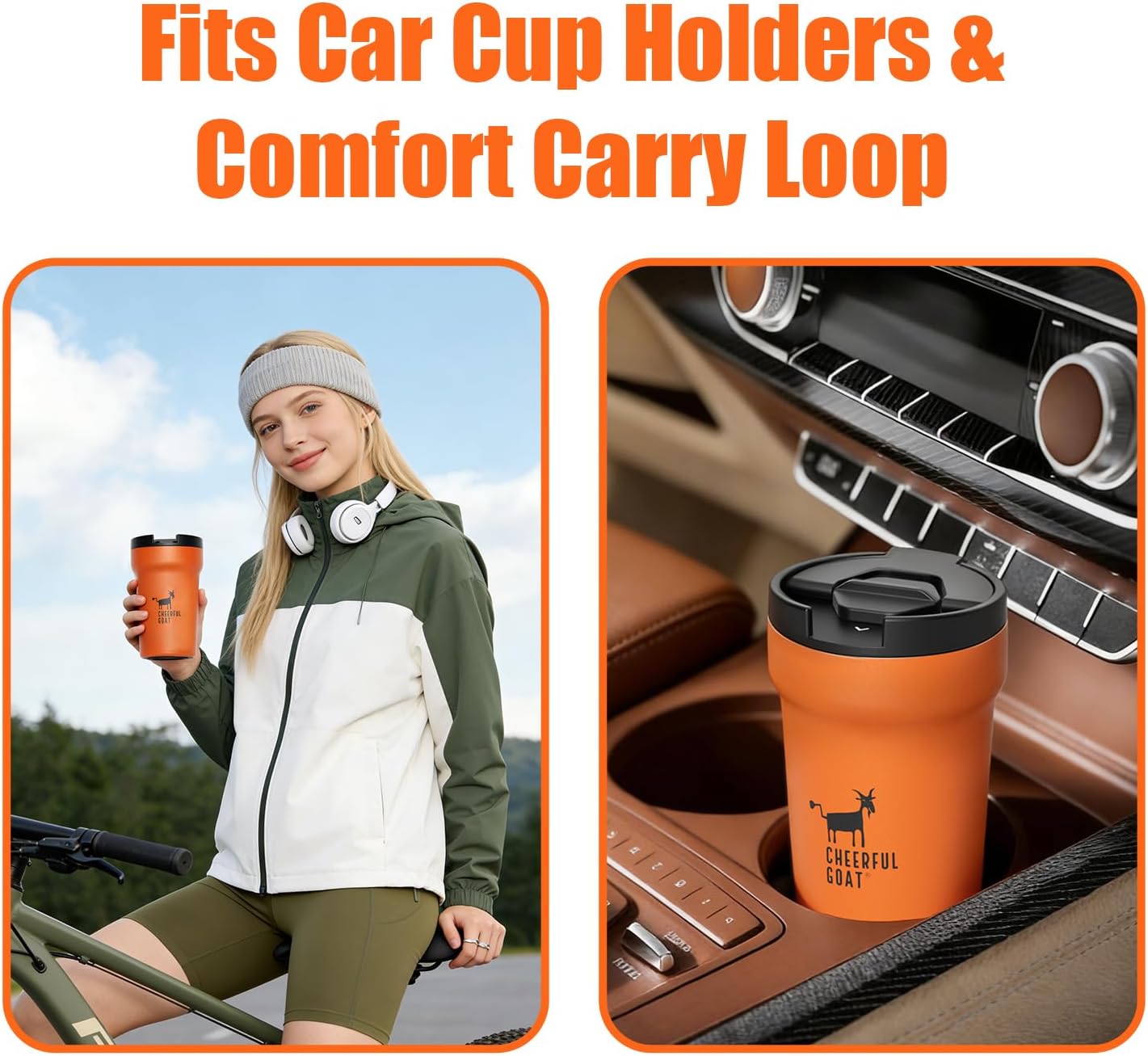 Travel Coffee Mug – Stainless Steel Ceramic Lined Mug Insulated Tumbler, with lid, 12oz Leak Proof Cup for Hot and Cold Water Coffee at Home, Office, or On the Go (Grey)