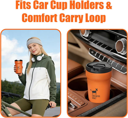 Travel Coffee Mug – Stainless Steel Ceramic Lined Mug Insulated Tumbler, with lid, 12oz Leak Proof Cup for Hot and Cold Water Coffee at Home, Office, or On the Go (Grey)