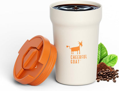 Travel Coffee Mug – Stainless Steel Ceramic Lined Mug Insulated Tumbler, with lid, 12oz Leak Proof Cup for Hot and Cold Water Coffee at Home, Office, or On the Go (Grey)