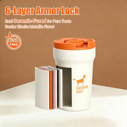 Travel Coffee Mug – Stainless Steel Ceramic Lined Mug Insulated Tumbler, with lid, 12oz Leak Proof Cup for Hot and Cold Water Coffee at Home, Office, or On the Go (Grey)