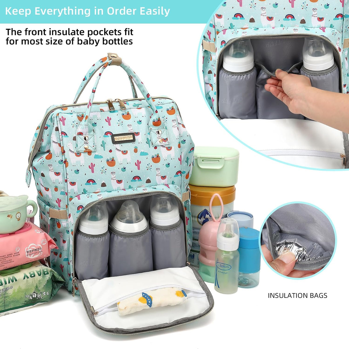 Diaper Bag Backpack, Diaper Bags for Baby Girls Boys, Baby Bags for Moms Dads, Nappy Changing Bag with Insulated Pockets,Multi-functional Waterproof Backpack with Stroller straps -Pink light pink