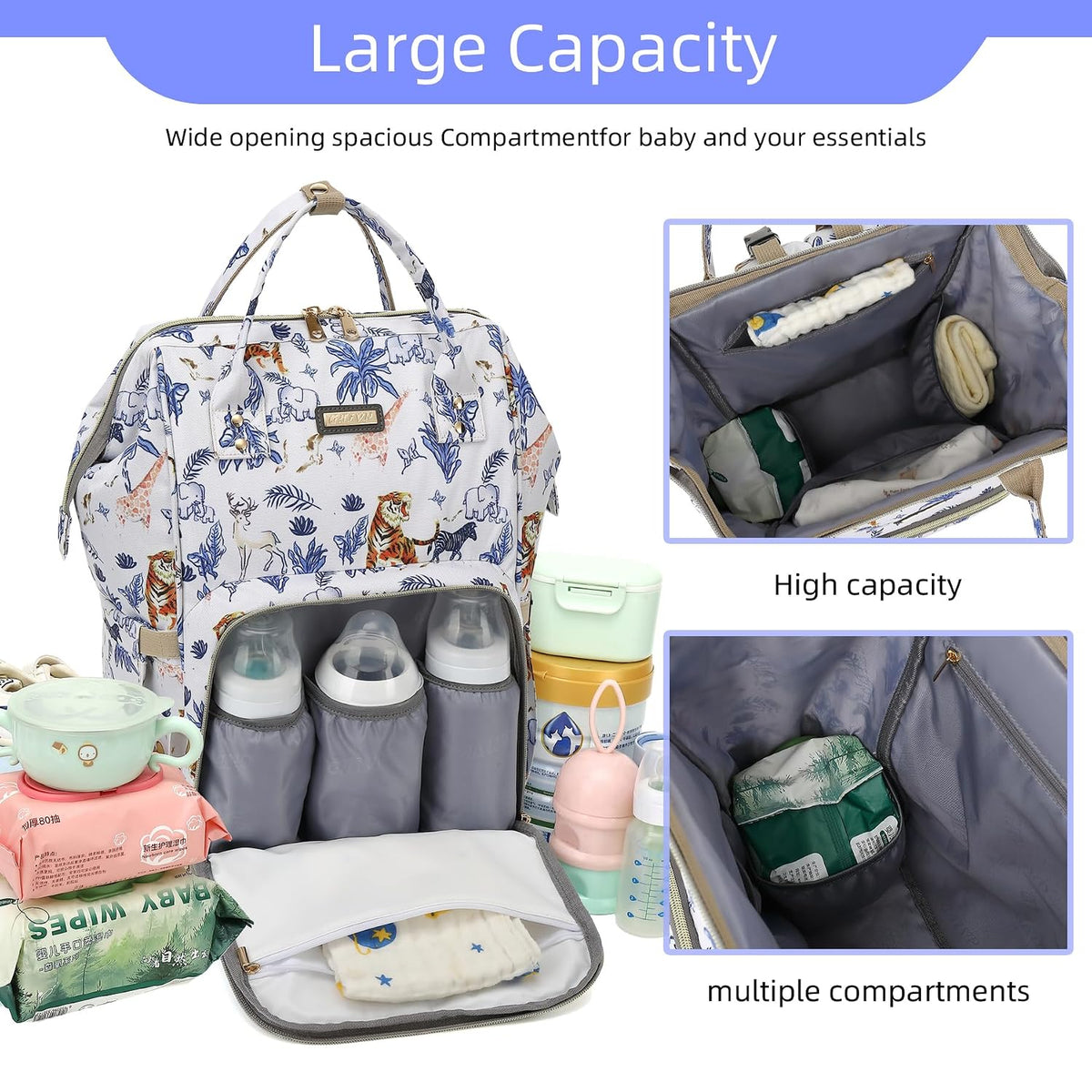 Diaper Bag Backpack, Diaper Bags for Baby Girls Boys, Baby Bags for Moms Dads, Nappy Changing Bag with Insulated Pockets,Multi-functional Waterproof Backpack with Stroller straps -Pink light pink