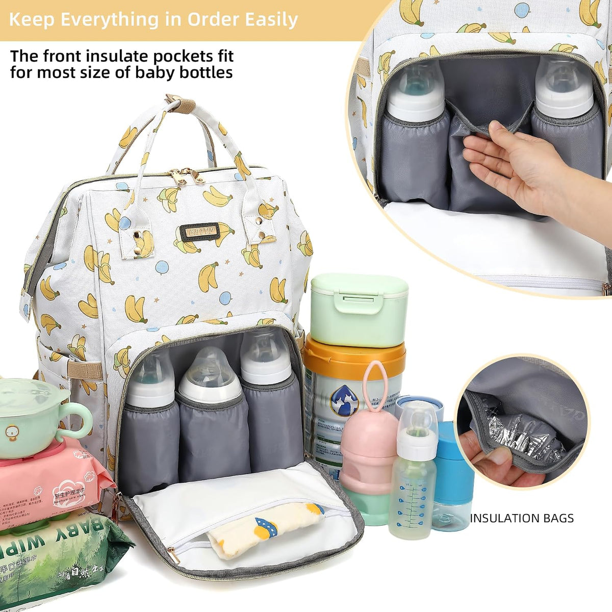 Diaper Bag Backpack, Diaper Bags for Baby Girls Boys, Baby Bags for Moms Dads, Nappy Changing Bag with Insulated Pockets,Multi-functional Waterproof Backpack with Stroller straps -Pink light pink