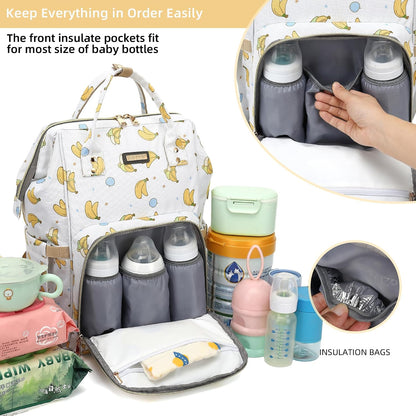 Diaper Bag Backpack, Diaper Bags for Baby Girls Boys, Baby Bags for Moms Dads, Nappy Changing Bag with Insulated Pockets,Multi-functional Waterproof Backpack with Stroller straps -Pink light pink