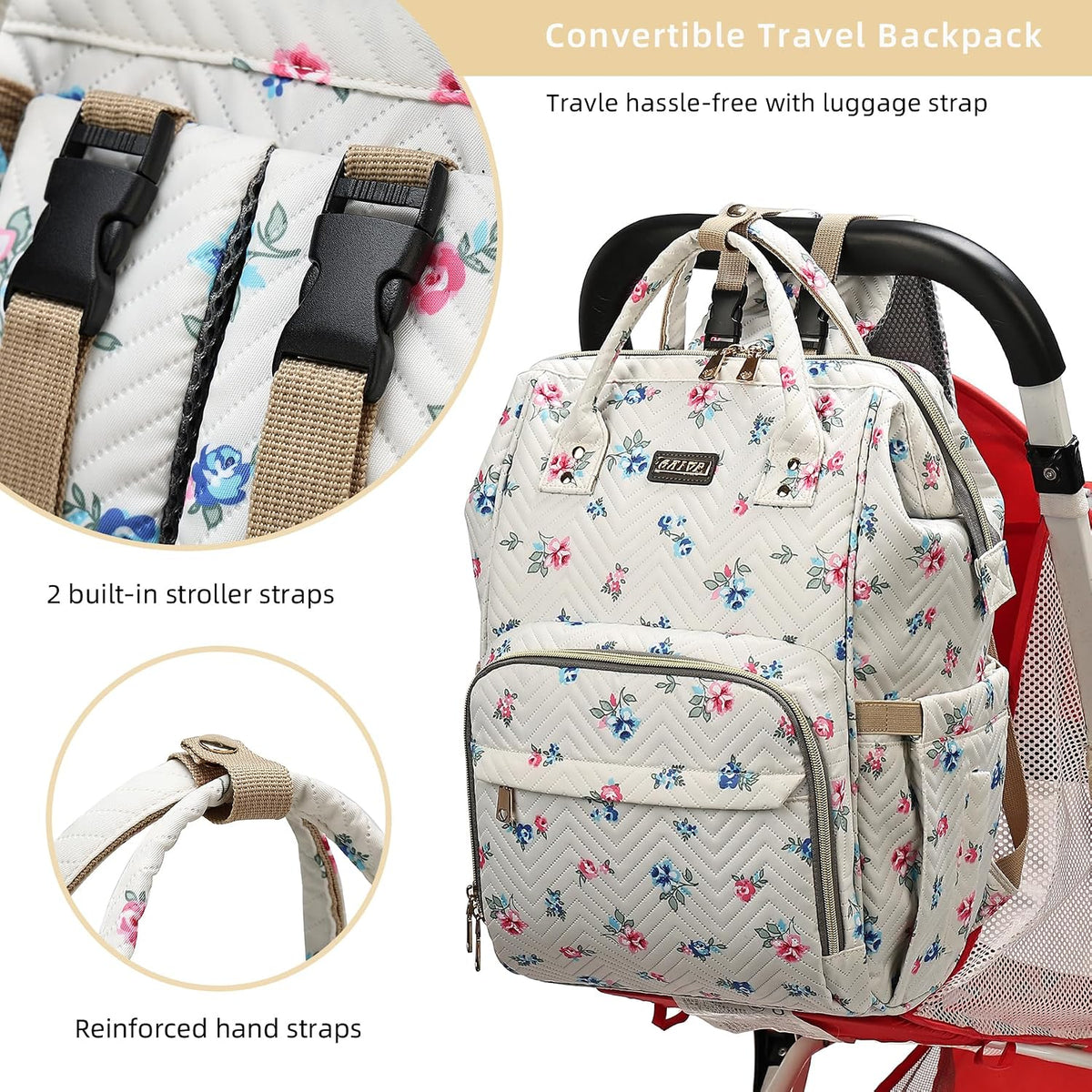 Diaper Bag Backpack, Diaper Bags for Baby Girls Boys, Baby Bags for Moms Dads, Nappy Changing Bag with Insulated Pockets,Multi-functional Waterproof Backpack with Stroller straps -Pink light pink