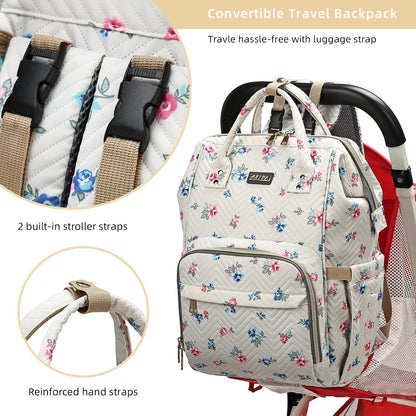 Diaper Bag Backpack, Diaper Bags for Baby Girls Boys, Baby Bags for Moms Dads, Nappy Changing Bag with Insulated Pockets,Multi-functional Waterproof Backpack with Stroller straps -Pink light pink
