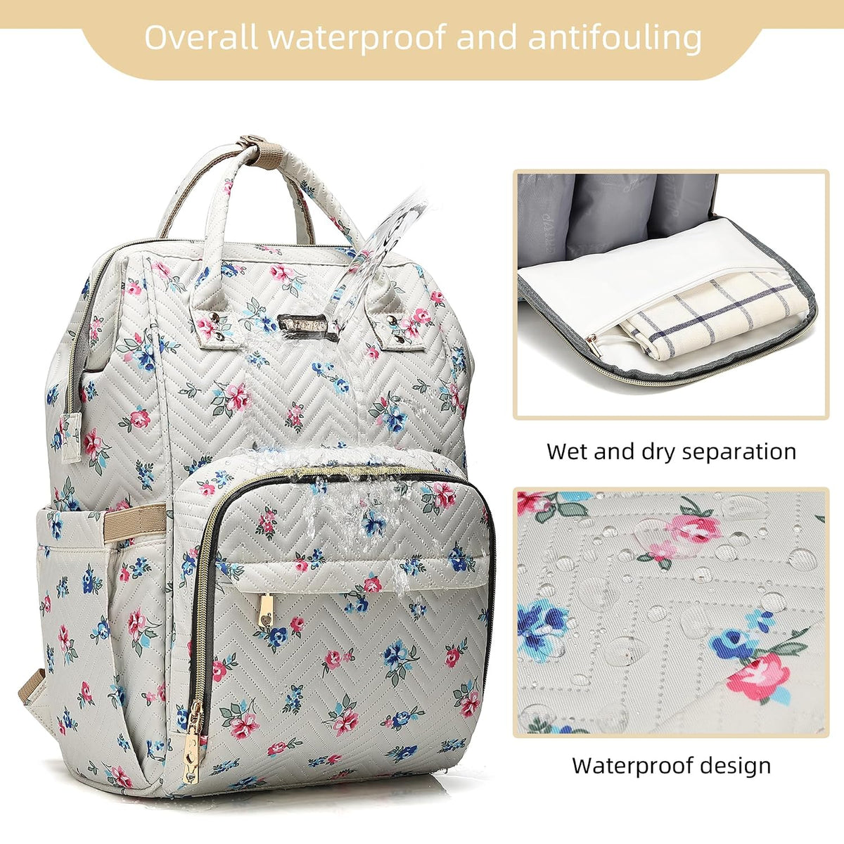 Diaper Bag Backpack, Diaper Bags for Baby Girls Boys, Baby Bags for Moms Dads, Nappy Changing Bag with Insulated Pockets,Multi-functional Waterproof Backpack with Stroller straps -Pink light pink