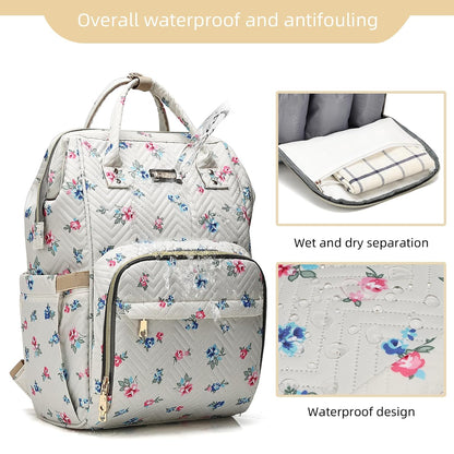 Diaper Bag Backpack, Diaper Bags for Baby Girls Boys, Baby Bags for Moms Dads, Nappy Changing Bag with Insulated Pockets,Multi-functional Waterproof Backpack with Stroller straps -Pink light pink
