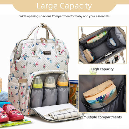 Diaper Bag Backpack, Diaper Bags for Baby Girls Boys, Baby Bags for Moms Dads, Nappy Changing Bag with Insulated Pockets,Multi-functional Waterproof Backpack with Stroller straps -Pink light pink