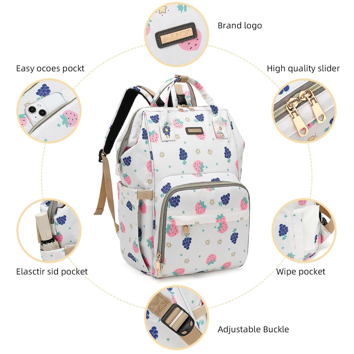 Diaper Bag Backpack, Diaper Bags for Baby Girls Boys, Baby Bags for Moms Dads, Nappy Changing Bag with Insulated Pockets,Multi-functional Waterproof Backpack with Stroller straps -Pink light pink