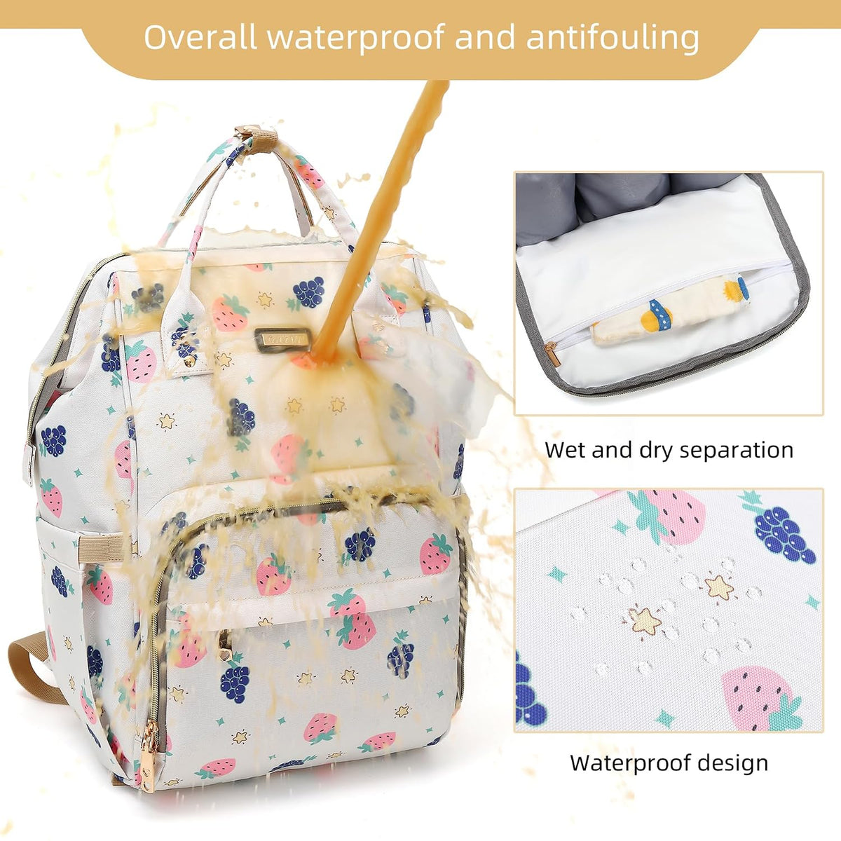 Diaper Bag Backpack, Diaper Bags for Baby Girls Boys, Baby Bags for Moms Dads, Nappy Changing Bag with Insulated Pockets,Multi-functional Waterproof Backpack with Stroller straps -Pink light pink