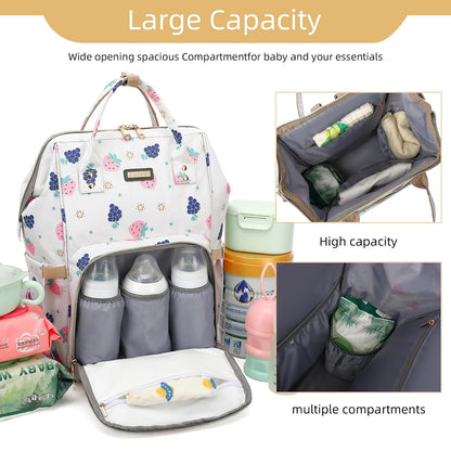Diaper Bag Backpack, Diaper Bags for Baby Girls Boys, Baby Bags for Moms Dads, Nappy Changing Bag with Insulated Pockets,Multi-functional Waterproof Backpack with Stroller straps -Pink light pink