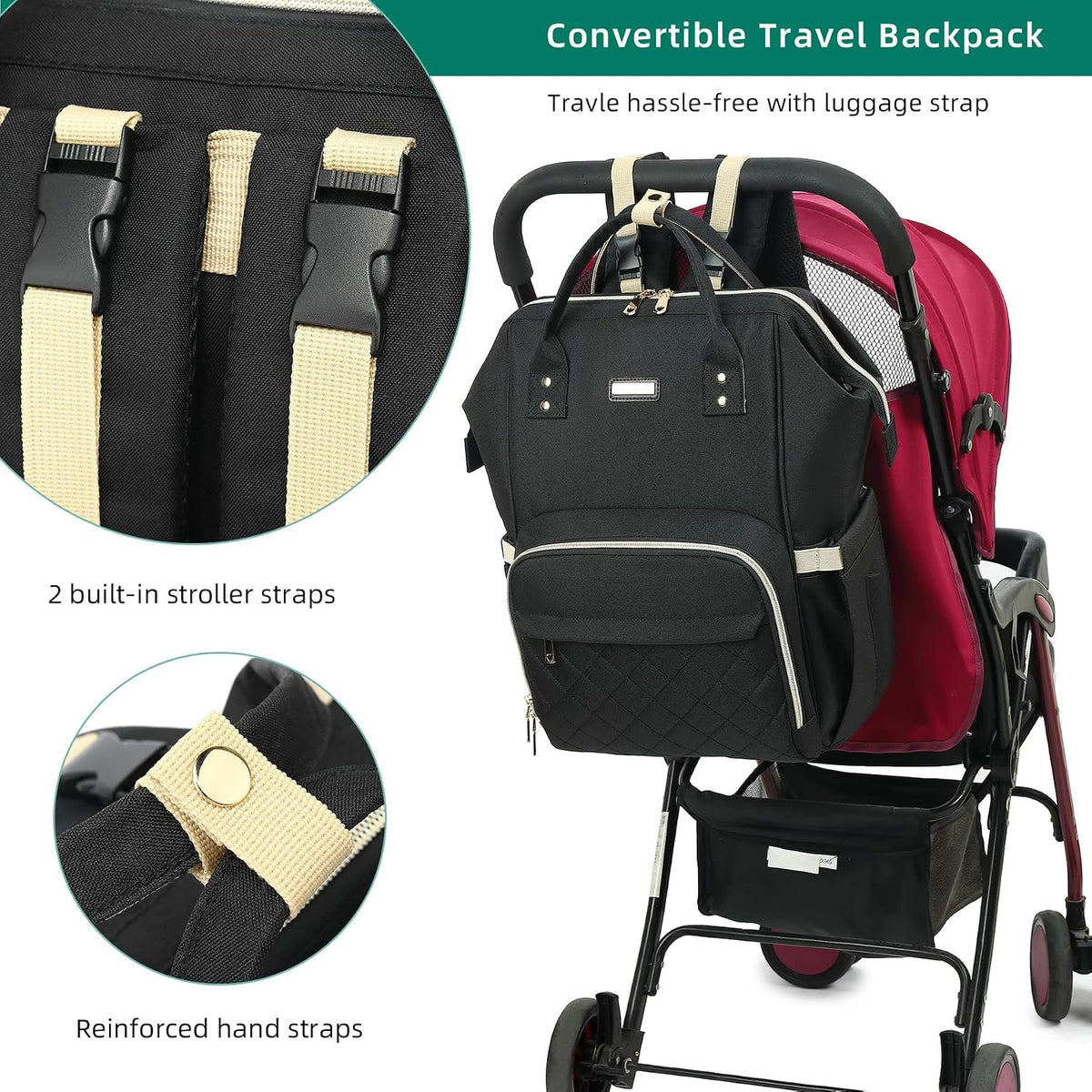 Diaper Bag Backpack, Diaper Bags for Baby Girls Boys, Baby Bags for Moms Dads, Nappy Changing Bag with Insulated Pockets,Multi-functional Waterproof Backpack with Stroller straps -Pink light pink