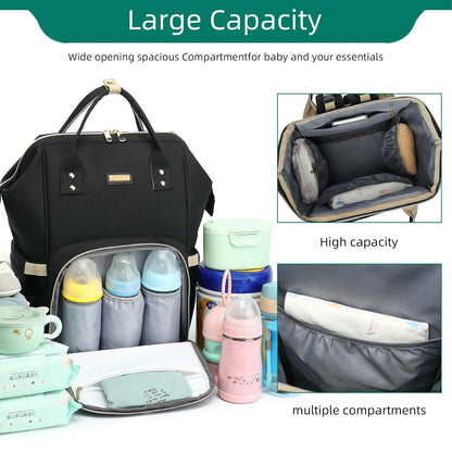 Diaper Bag Backpack, Diaper Bags for Baby Girls Boys, Baby Bags for Moms Dads, Nappy Changing Bag with Insulated Pockets,Multi-functional Waterproof Backpack with Stroller straps -Pink light pink