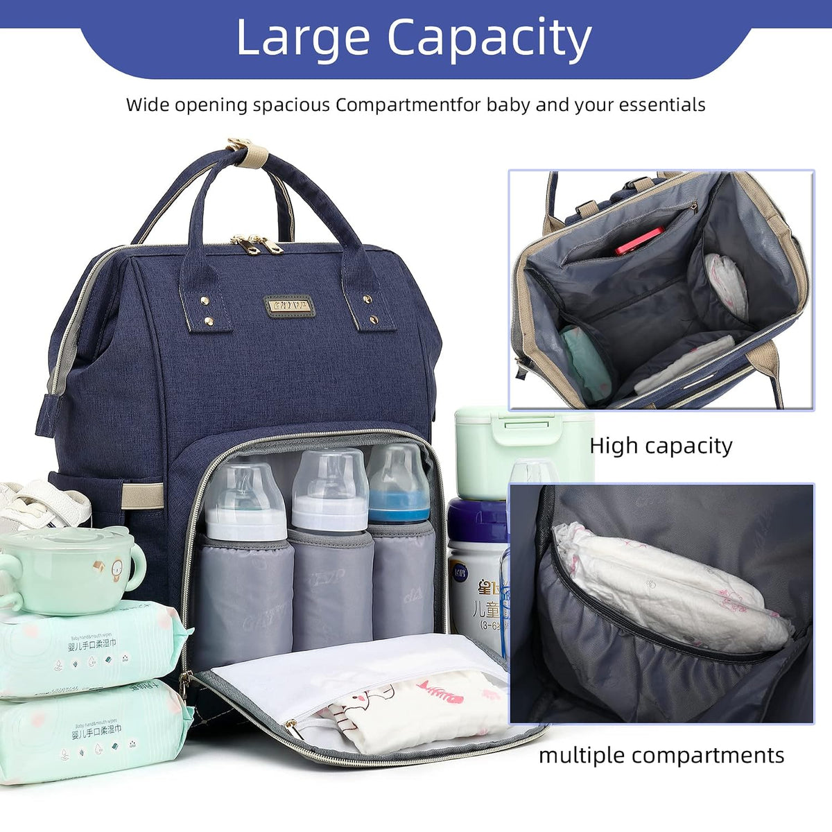 Diaper Bag Backpack, Diaper Bags for Baby Girls Boys, Baby Bags for Moms Dads, Nappy Changing Bag with Insulated Pockets,Multi-functional Waterproof Backpack with Stroller straps -Pink light pink