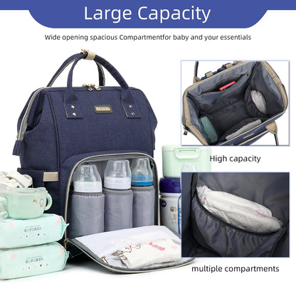 Diaper Bag Backpack, Diaper Bags for Baby Girls Boys, Baby Bags for Moms Dads, Nappy Changing Bag with Insulated Pockets,Multi-functional Waterproof Backpack with Stroller straps -Pink light pink