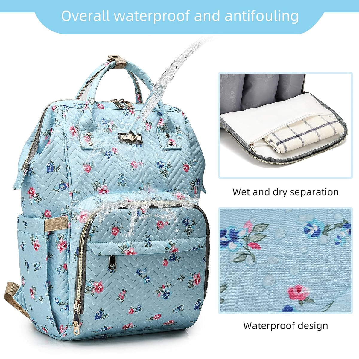 Diaper Bag Backpack, Diaper Bags for Baby Girls Boys, Baby Bags for Moms Dads, Nappy Changing Bag with Insulated Pockets,Multi-functional Waterproof Backpack with Stroller straps -Pink light pink