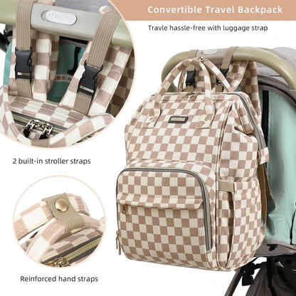 Diaper Bag Backpack, Diaper Bags for Baby Girls Boys, Baby Bags for Moms Dads, Nappy Changing Bag with Insulated Pockets,Multi-functional Waterproof Backpack with Stroller straps -Pink light pink
