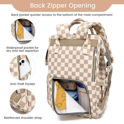 Diaper Bag Backpack, Diaper Bags for Baby Girls Boys, Baby Bags for Moms Dads, Nappy Changing Bag with Insulated Pockets,Multi-functional Waterproof Backpack with Stroller straps -Pink light pink