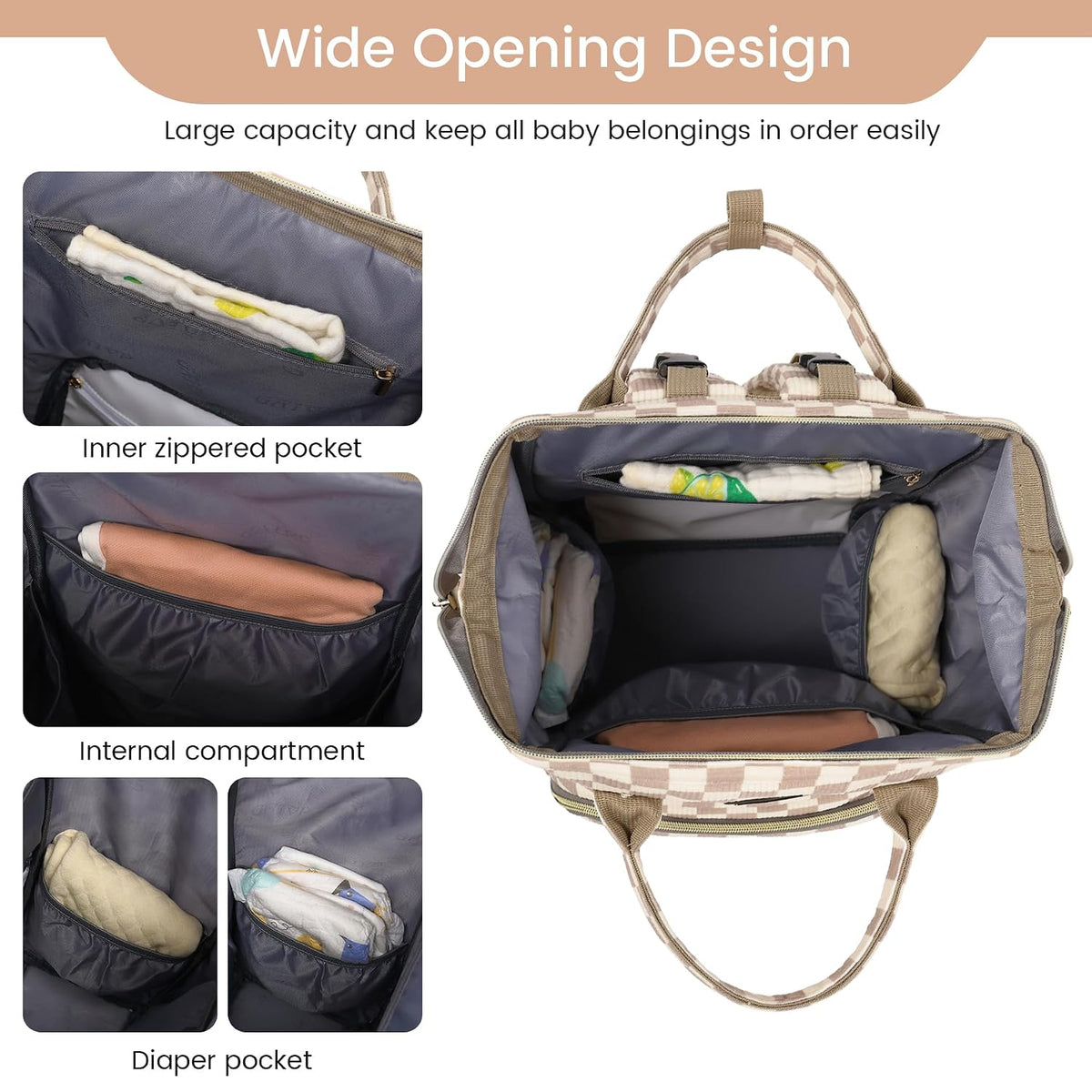 Diaper Bag Backpack, Diaper Bags for Baby Girls Boys, Baby Bags for Moms Dads, Nappy Changing Bag with Insulated Pockets,Multi-functional Waterproof Backpack with Stroller straps -Pink light pink