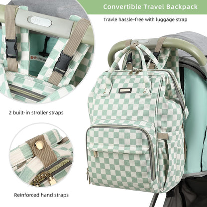 Diaper Bag Backpack, Diaper Bags for Baby Girls Boys, Baby Bags for Moms Dads, Nappy Changing Bag with Insulated Pockets,Multi-functional Waterproof Backpack with Stroller straps -Pink light pink