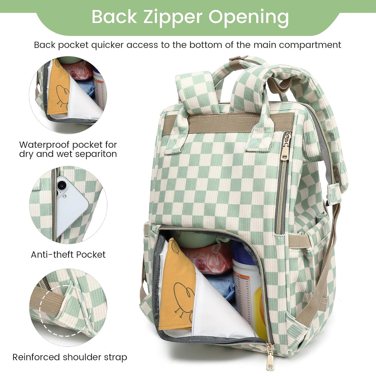 Diaper Bag Backpack, Diaper Bags for Baby Girls Boys, Baby Bags for Moms Dads, Nappy Changing Bag with Insulated Pockets,Multi-functional Waterproof Backpack with Stroller straps -Pink light pink