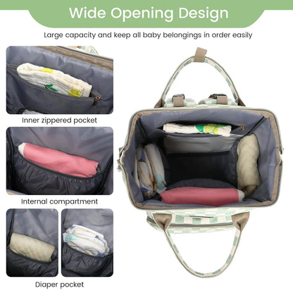 Diaper Bag Backpack, Diaper Bags for Baby Girls Boys, Baby Bags for Moms Dads, Nappy Changing Bag with Insulated Pockets,Multi-functional Waterproof Backpack with Stroller straps -Pink light pink