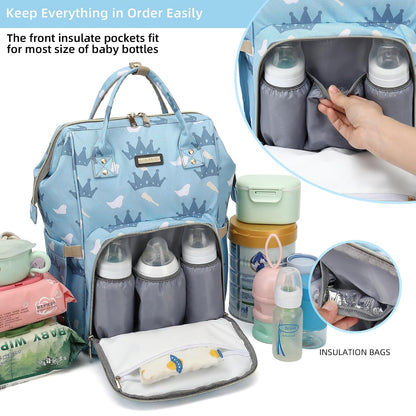 Diaper Bag Backpack, Diaper Bags for Baby Girls Boys, Baby Bags for Moms Dads, Nappy Changing Bag with Insulated Pockets,Multi-functional Waterproof Backpack with Stroller straps -Pink light pink