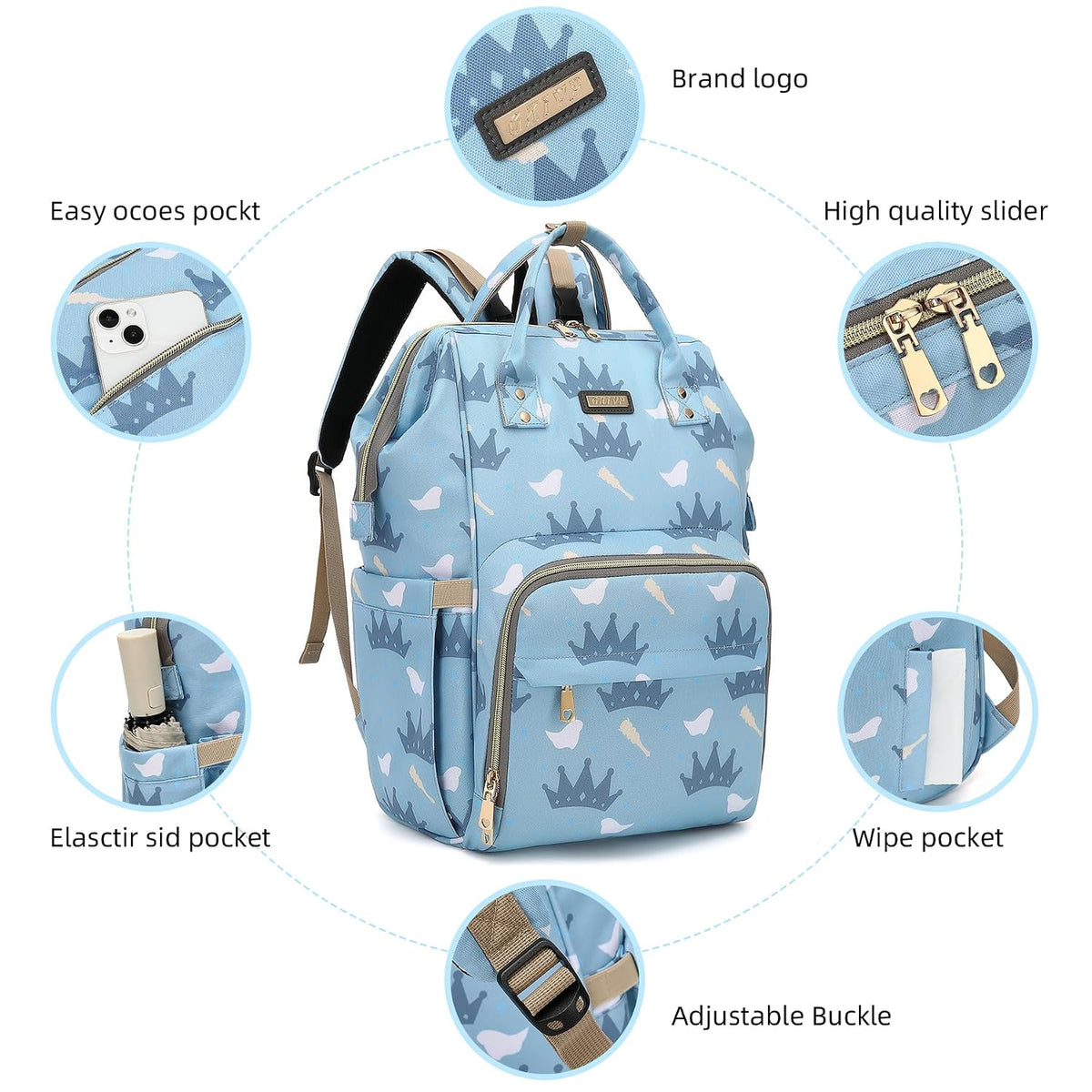 Diaper Bag Backpack, Diaper Bags for Baby Girls Boys, Baby Bags for Moms Dads, Nappy Changing Bag with Insulated Pockets,Multi-functional Waterproof Backpack with Stroller straps -Pink light pink