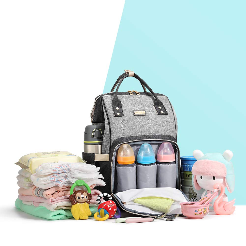 Diaper Bag Backpack, Diaper Bags for Baby Girls Boys, Baby Bags for Moms Dads, Nappy Changing Bag with Insulated Pockets,Multi-functional Waterproof Backpack with Stroller straps -Pink light pink