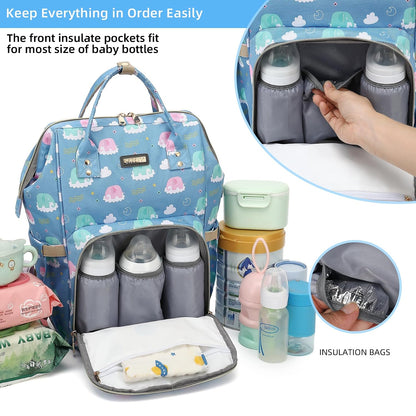 Diaper Bag Backpack, Diaper Bags for Baby Girls Boys, Baby Bags for Moms Dads, Nappy Changing Bag with Insulated Pockets,Multi-functional Waterproof Backpack with Stroller straps -Pink light pink