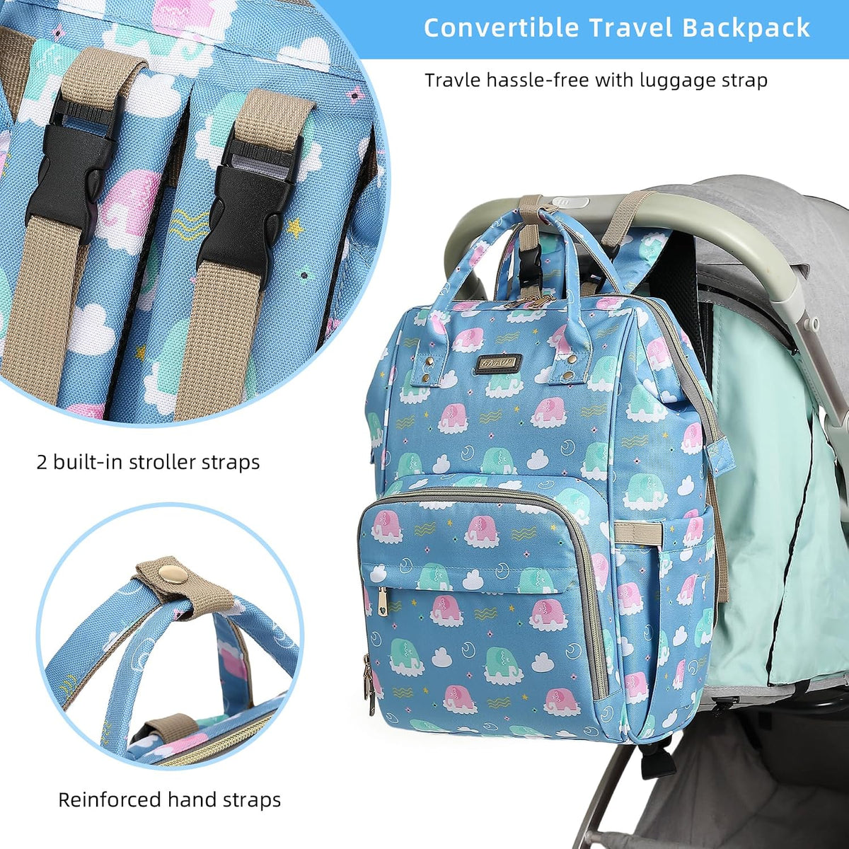 Diaper Bag Backpack, Diaper Bags for Baby Girls Boys, Baby Bags for Moms Dads, Nappy Changing Bag with Insulated Pockets,Multi-functional Waterproof Backpack with Stroller straps -Pink light pink