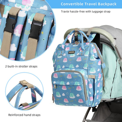 Diaper Bag Backpack, Diaper Bags for Baby Girls Boys, Baby Bags for Moms Dads, Nappy Changing Bag with Insulated Pockets,Multi-functional Waterproof Backpack with Stroller straps -Pink light pink