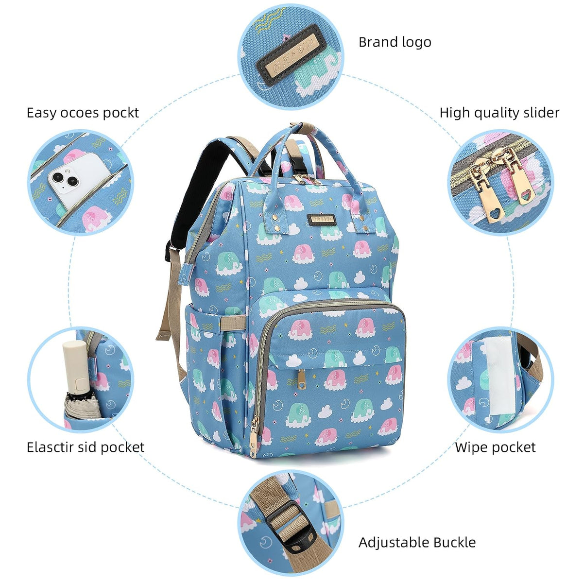 Diaper Bag Backpack, Diaper Bags for Baby Girls Boys, Baby Bags for Moms Dads, Nappy Changing Bag with Insulated Pockets,Multi-functional Waterproof Backpack with Stroller straps -Pink light pink