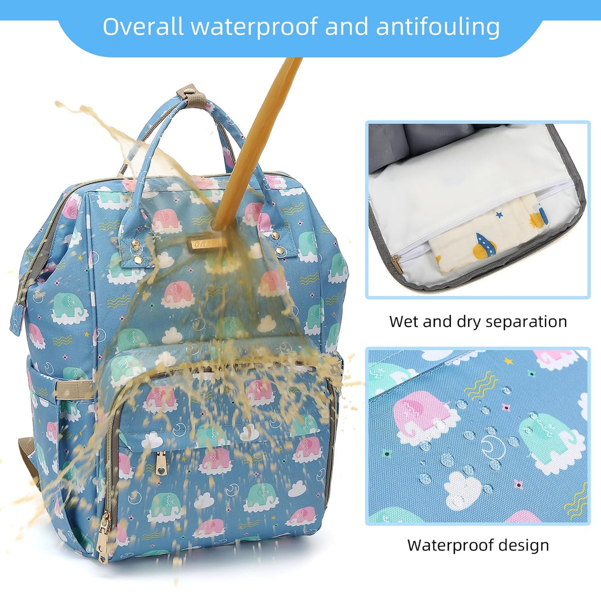 Diaper Bag Backpack, Diaper Bags for Baby Girls Boys, Baby Bags for Moms Dads, Nappy Changing Bag with Insulated Pockets,Multi-functional Waterproof Backpack with Stroller straps -Pink light pink