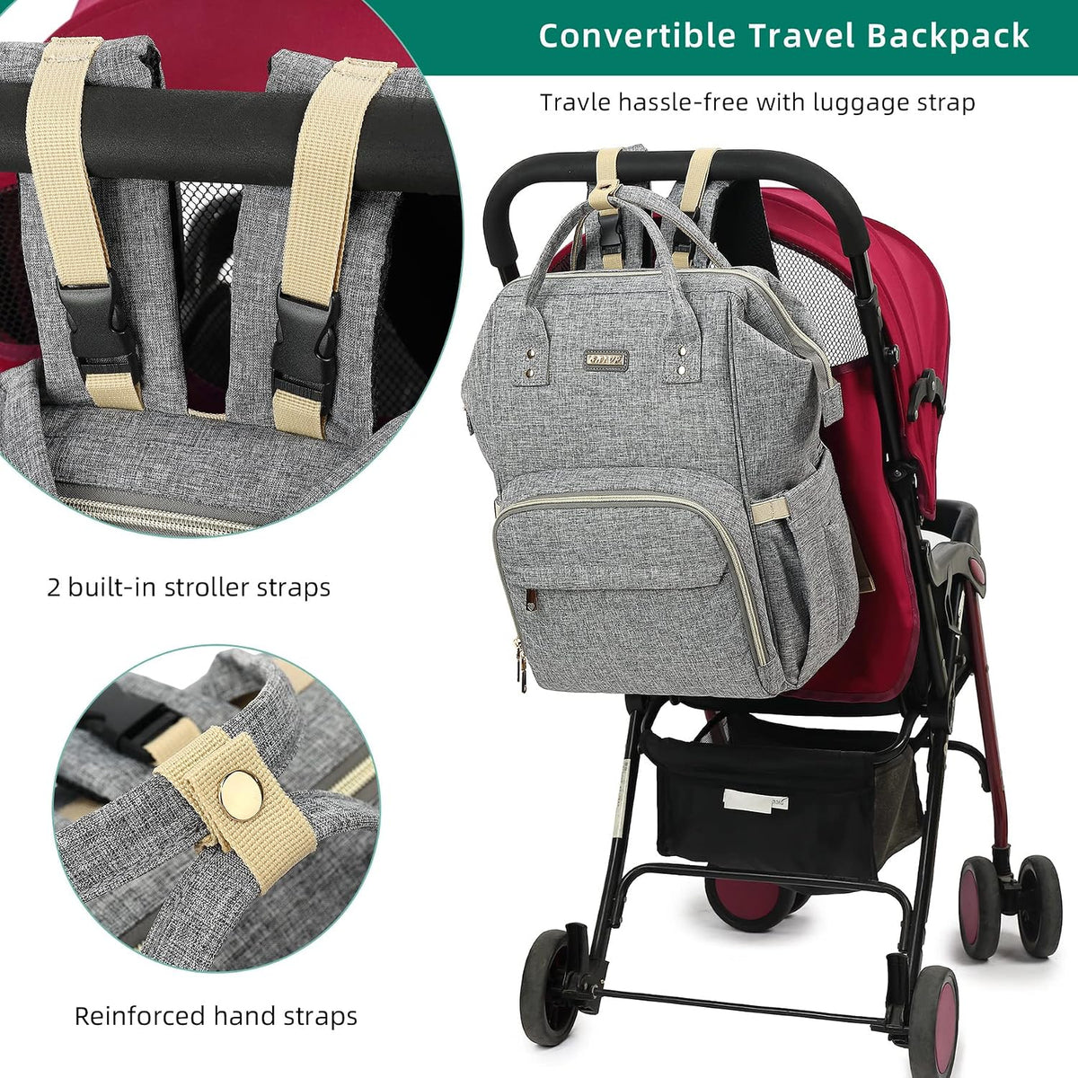Diaper Bag Backpack, Diaper Bags for Baby Girls Boys, Baby Bags for Moms Dads, Nappy Changing Bag with Insulated Pockets,Multi-functional Waterproof Backpack with Stroller straps -Pink light pink