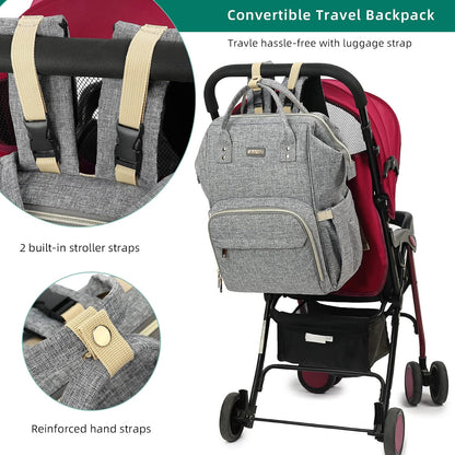 Diaper Bag Backpack, Diaper Bags for Baby Girls Boys, Baby Bags for Moms Dads, Nappy Changing Bag with Insulated Pockets,Multi-functional Waterproof Backpack with Stroller straps -Pink light pink