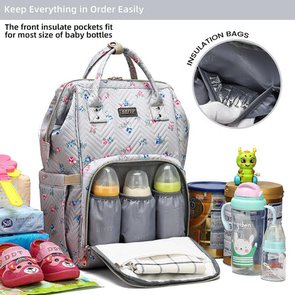 Diaper Bag Backpack, Diaper Bags for Baby Girls Boys, Baby Bags for Moms Dads, Nappy Changing Bag with Insulated Pockets,Multi-functional Waterproof Backpack with Stroller straps -Pink light pink