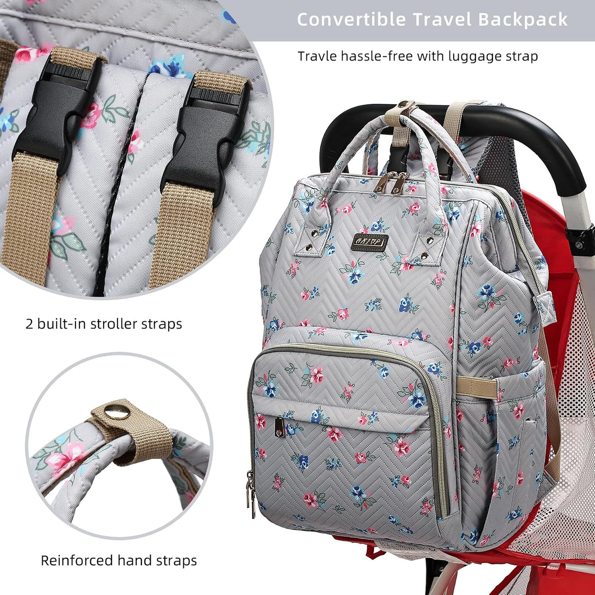 Diaper Bag Backpack, Diaper Bags for Baby Girls Boys, Baby Bags for Moms Dads, Nappy Changing Bag with Insulated Pockets,Multi-functional Waterproof Backpack with Stroller straps -Pink light pink