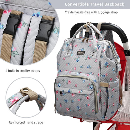 Diaper Bag Backpack, Diaper Bags for Baby Girls Boys, Baby Bags for Moms Dads, Nappy Changing Bag with Insulated Pockets,Multi-functional Waterproof Backpack with Stroller straps -Pink light pink