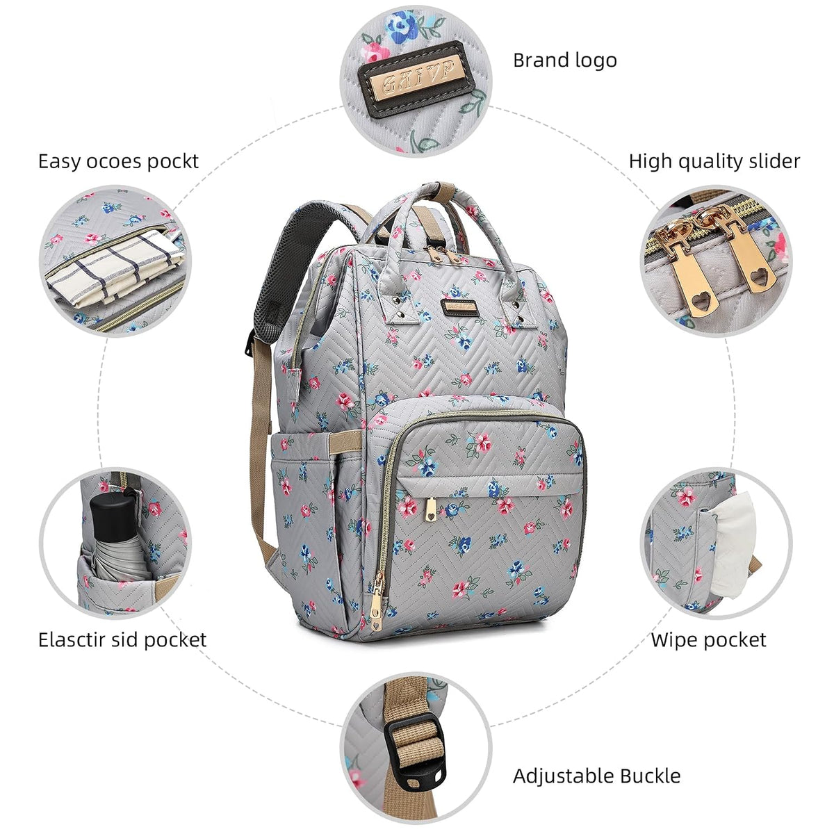 Diaper Bag Backpack, Diaper Bags for Baby Girls Boys, Baby Bags for Moms Dads, Nappy Changing Bag with Insulated Pockets,Multi-functional Waterproof Backpack with Stroller straps -Pink light pink