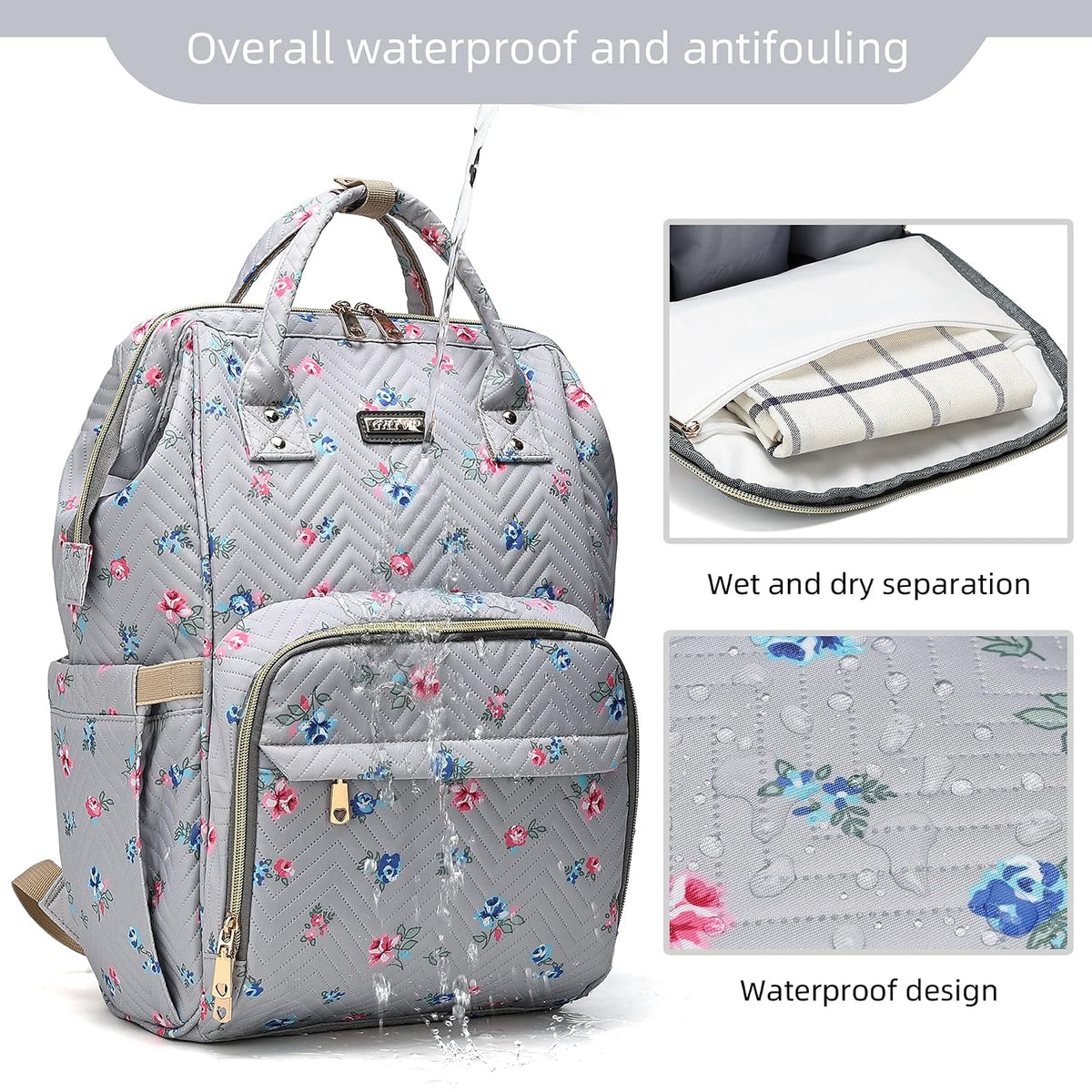 Diaper Bag Backpack, Diaper Bags for Baby Girls Boys, Baby Bags for Moms Dads, Nappy Changing Bag with Insulated Pockets,Multi-functional Waterproof Backpack with Stroller straps -Pink light pink